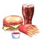 Hand-drawn watercolor fast food illustration