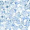 Hand drawn Watercolor Flowers seamless pattern.