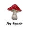 Hand drawn watercolor fly agaric
