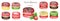 Hand drawn watercolor french macaron cakes set. Red Pink Strawberry mint fruit Pastry dessert Isolated on white