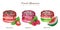 Hand drawn watercolor french macaron cakes set. Watermelon Red Pink Green fruit Pastry dessert Isolated on white