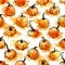 Hand drawn watercolor Halloween seamless pattern with pampkin isolated on white background