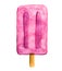 Hand drawn watercolor ice cream, pink popsicle isolated on white background. Delicious summer food illustration.