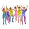 Hand drawn watercolor illustration. Dancing people. People shaped watercolor stains