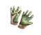 hand-drawn watercolor illustration. garden tools and accessories: green gloves for work in the garden, hand protection