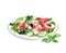 Hand drawn watercolor illustration of Greek salad on the plate