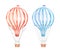 Hand drawn watercolor illustration - hot air balloons in the sky. Collection with retro airship. Perfect for baby prints, children