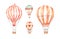 Hand drawn watercolor illustration - hot air balloons in the sky. Collection with retro airship. Perfect for baby prints, children
