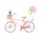 Hand drawn watercolor illustration - Romantic bike with flowers