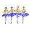 Hand-drawn watercolor illustration: set of dancing ballerinas. Vector