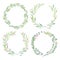 Hand drawn watercolor illustrations. Laurel Wreaths. Floral design elements. Perfect for wedding invitations, greeting