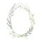 Hand drawn watercolor illustrations. Spring Laurel Wreath with b