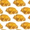 Hand-drawn watercolor painting set of Golden croissants isolated on white background.