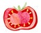 Hand-drawn watercolor papercut red tomato. Bright cute kawaii kidcore style illustration, good for farmers market