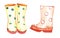 Hand drawn watercolor rubber boots. Illustration for creating invitations, paper products, party decorations, printable, greetings