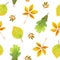 Hand drawn watercolor, Seamless autumn pattern