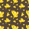 Hand drawn watercolor seamless floral pattern with yellow orange ochre crocus saffron flowers 3016