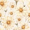 Hand Drawn Watercolor Seamless Pattern With Daisies On Light Background