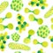 Hand drawn watercolor seamless pattern of green yellow viruses and bacteria isolated set. Microscopic cell illness