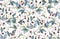 Hand-drawn watercolor seamless pattern with natural motives: blackberry branches, leaves and berries