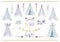 Hand drawn watercolor tribal teepee, isolated white campsite ten