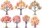 Hand-Drawn Watercolor Tulip Trees Collection: A Forest of Tulip Trees .