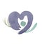 Hand drawn watercolor violet heart on white background isolated objects perfect for greeting card, poster.
