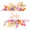 Hand drawn watercolor wreath of forest leaves, flowers, berries. Black friday discount. Autumn abstract branches. Mapple