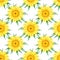 Hand drawn watercolor yellow sunflower seamless pattern isolated on white background. Can be used for Gift-wrapping, textile,