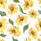 Hand drawn watwrcolor Summer flowers chamomile seamless pattern