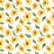 Hand drawn watwrcolor Summer flowers chamomile seamless pattern