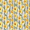 Hand drawn watwrcolor Summer flowers chamomile seamless pattern