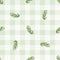 Hand drawn whimsical berries gingham seamless pattern. Vector vintage check retro fruit background. Green farm market