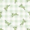 Hand drawn whimsical easter bunny gingham seamless pattern. Vector vintage rabbit check background. Green picnic