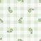 Hand drawn whimsical strawberry gingham seamless pattern. Vector vintage check retro fruit background. Green farm market