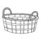 Hand-drawn wicker basket isolated on a white background.Oval high basket for a picnic, for collecting mushrooms and berries, for