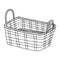 Hand-drawn wicker basket isolated on a white background.Square high basket for a picnic, for collecting mushrooms and berries, for