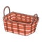 Hand-drawn wicker basket isolated on a white background.Square high basket for a picnic, for collecting mushrooms and berries, for