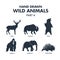 Hand drawn wild animals icons set.