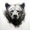 Hand Drawn Wildlife Illustration Of A Serene Bear In Spray Painted Style