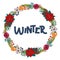 Hand drawn winter doodles wreath with letters in vector