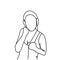 Hand Drawn Woman Listen To Music With Headphones Dancing Girl In Earphones Doodle