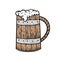 Hand drawn wood mug beer sign vector art illustration