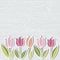 Hand drawn wooden imitation textured background with tulip flowers