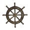 Hand drawn wooden ship wheel