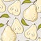 Hand drawn yellow pear seamless pattern