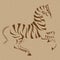 Hand drawn zebra on craft paper background for print.