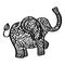 Hand drawn zentangle elephant illustration.