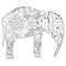 Hand drawn zentangle Elephant with mandala for adult antistress