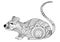 Hand drawn zentangle mouse for coloring book for adult and other decorations